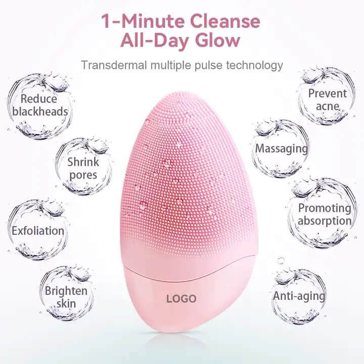 SKB-1811 Uso Doméstico Impermeável Elétrica Warm Up Vibration Soft Silicone Facial Cleansing Brush 