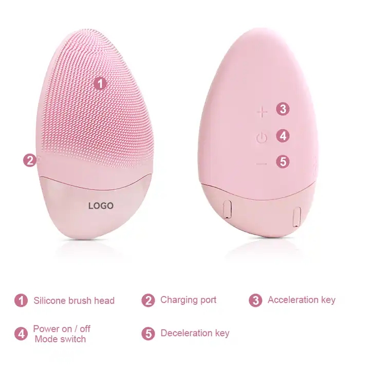 SKB-1811 Uso Doméstico Impermeável Elétrica Warm Up Vibration Soft Silicone Facial Cleansing Brush 